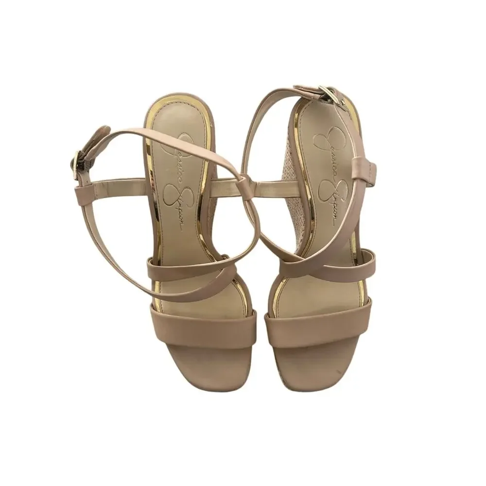 Jessica Simpson Women’s Nude Strappy Espadrille Wedge Sandals Size 8M